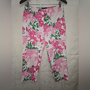 Ralf Lauren Floral Pink and Green Cropped Pants